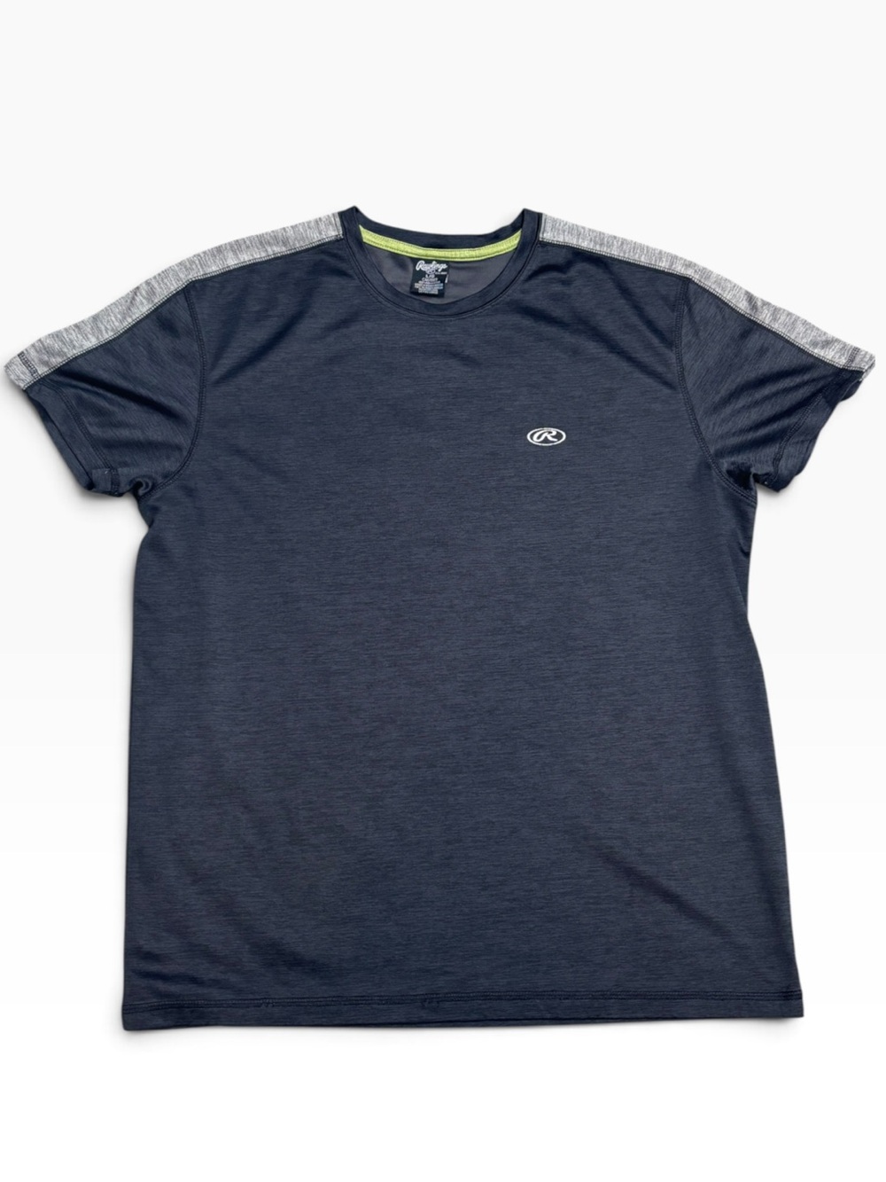 Rawlings Black With Grey Shoulder Detail short Sleeve Athletic Crew Neck Tee L